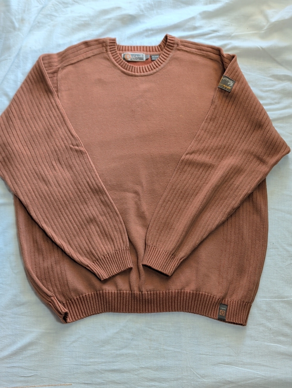 Bass Men's Crewneck Sweater in Dusty Rose Cotton Casual Cool Weather Wear